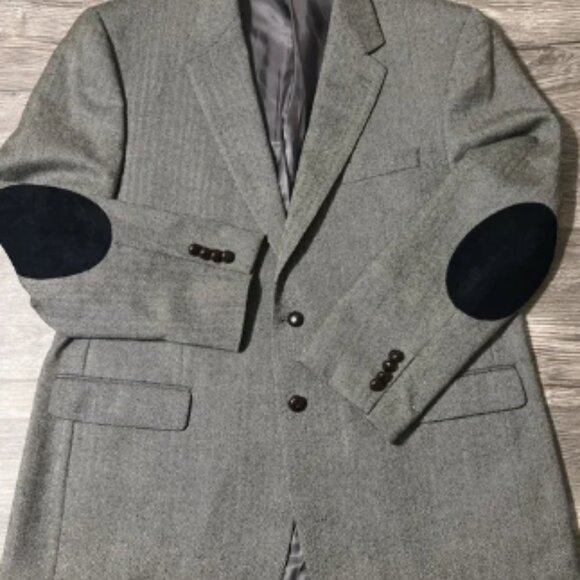 Lauren Ralph Lauren Herringbone Tweed Blazer W/ Elbow Patches, Size 46R, NWOT - Picture 1 of 12